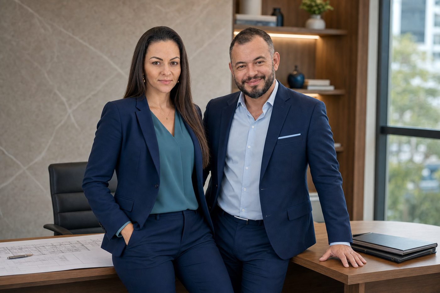 Fabrícia Wruck Frederich e Anderson Frederich organizando uma demanda imobiliária
